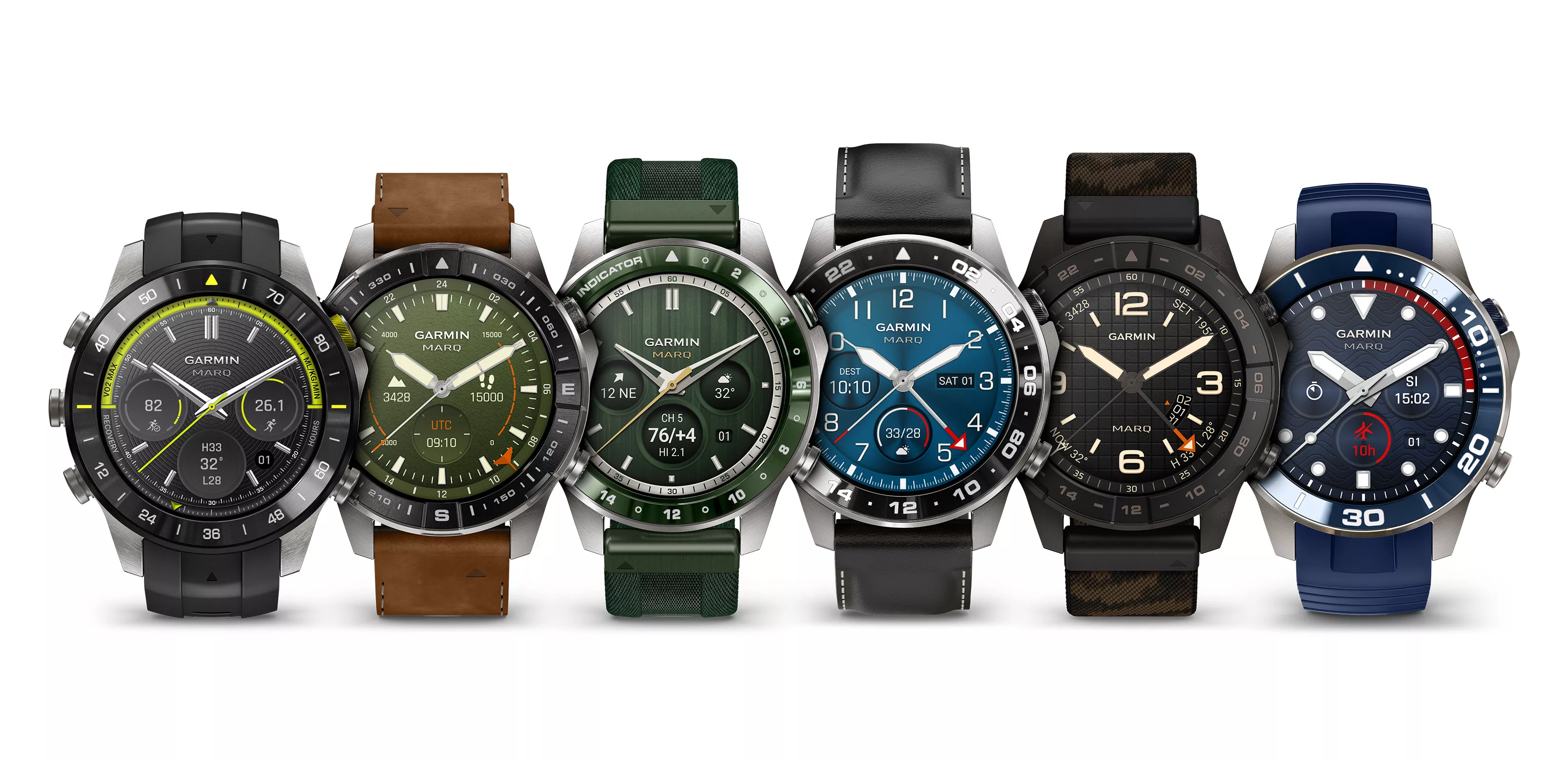 Шесть моделей Garmin MARQ Gen 3: Athlete, Adventurer, Golfer, Aviator, Commander и Diver