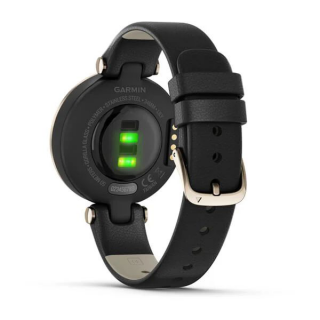 Умные ч​асы Garmin Lily кремово-золотистый безель, черный корпус и итальянский кожаный ремешок 010-02384-B1