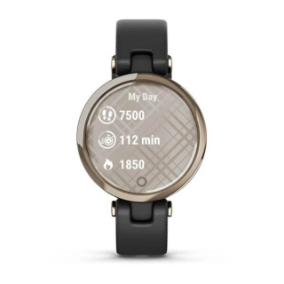 Умные ч​асы Garmin Lily кремово-золотистый безель, черный корпус и итальянский кожаный ремешок 010-02384-B1
