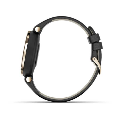 Умные ч​асы Garmin Lily кремово-золотистый безель, черный корпус и итальянский кожаный ремешок 010-02384-B1