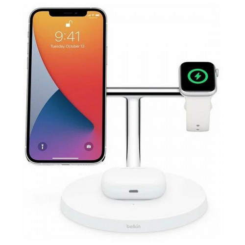 Беспроводная зарядная станция Belkin BoostCharge Pro 3-в-1 15W (WIZ017MYWH/WIZ009MYWH) белый