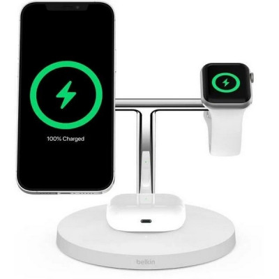 Беспроводная зарядная станция Belkin BoostCharge Pro 3-в-1 15W (WIZ017MYWH/WIZ009MYWH) белый