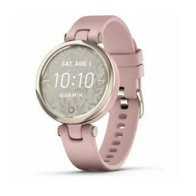 Умные ч​асы Garmin Lily кремово-золотистый безель, розовый корпус и силиконовый ремешок 010-02384-13
