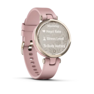 Умные ч​асы Garmin Lily кремово-золотистый безель, розовый корпус и силиконовый ремешок 010-02384-13