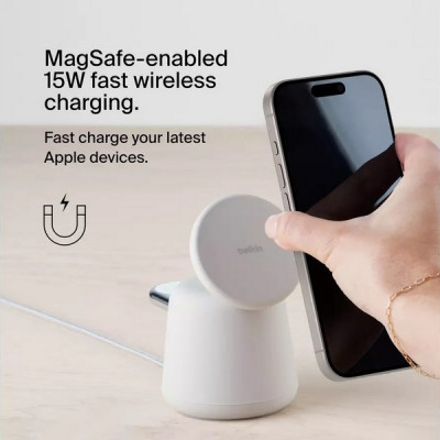 Беспроводное зарядное устройство Belkin Boost Charge Pro 2 в 1 15 Вт (WIZ020myH37/WIZ020vfH37) бежевый