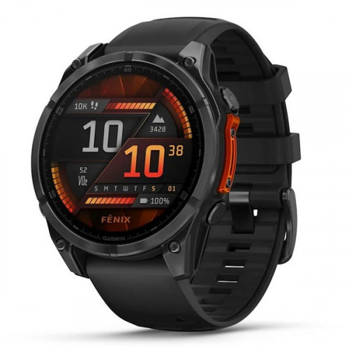 Garmin Fenix 8 Amoled 47 мм – Сланцево-серый корпус, черный ремешок