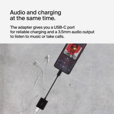 Адаптер Belkin RockStar 3.5mm Audio + USB-C (NPA004BTBK) Black