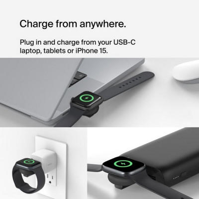 Беспроводное зарядное устройство Belkin BoostCharge Portable USB-C Apple Watch Charger (WIZ022glBK-B1) Black