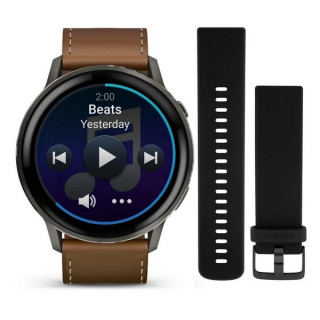 Garmin Venu 4 45 мм Slate with Black Silicone Band and Brown Leather Band (010-03014-03)