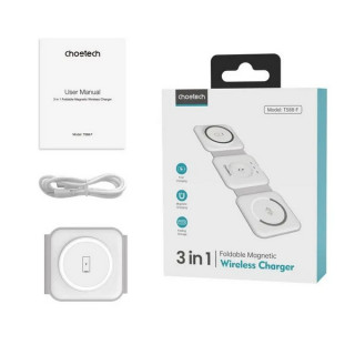 Беспроводное зарядное устройство Choetech 3 в 1 15 Вт (T588-F-CCWH) White