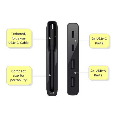USB-разветвитель Belkin USB-C 4-Port Mini Hub USB Type-C (F4U090btBLK) Black