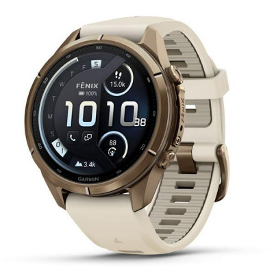 Garmin Fenix 9 Pro 43 мм inReach Autumn Gold Titanium with Cream/French Gray Silicone Band (010-04335-20)