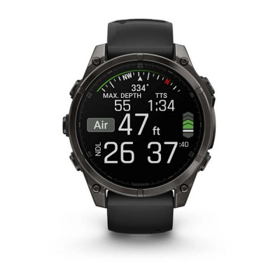 Garmin Fenix 8 Amoled Sapphire 47 мм – Титановый, угольно-черный DLC, пепельно-черный  ремешок