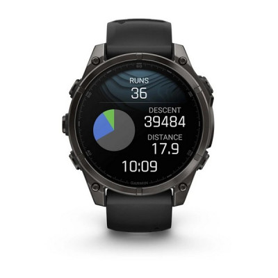 Garmin Fenix 8 Amoled Sapphire 47 мм – Титановый, угольно-черный DLC, пепельно-черный  ремешок