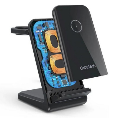 Беспроводное зарядное устройство Choetech 3 in 1 Wireless Charger (T608-F-CCBK) Black