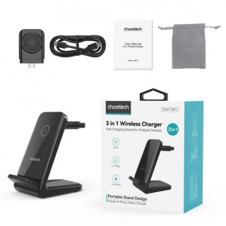 Беспроводное зарядное устройство Choetech 3 in 1 Wireless Charger (T608-F-CCBK) Black