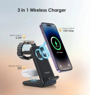 Беспроводное зарядное устройство Choetech 3 in 1 Wireless Charger (T608-F-CCBK) Black