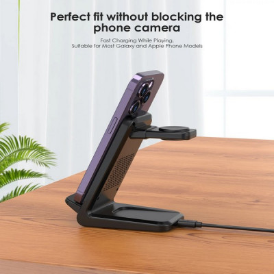 Беспроводное зарядное устройство Choetech 3 in 1 Wireless Charger (T608-F-CCBK) Black