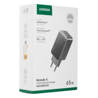 Сетевое зарядное устройство Ugreen X553 Nexode S 65W USB-A+2*USB-C GaN Tech Fast Charger (35042) серый