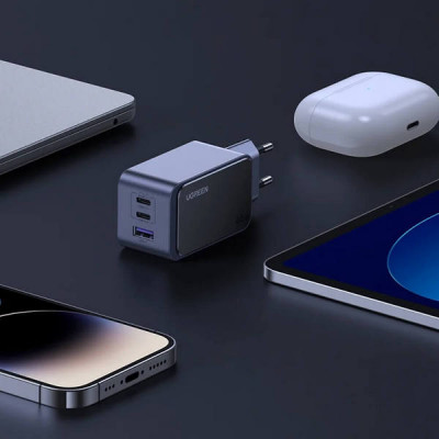 Сетевое зарядное устройство Ugreen X553 Nexode S 65W USB-A+2*USB-C GaN Tech Fast Charger (35042) серый