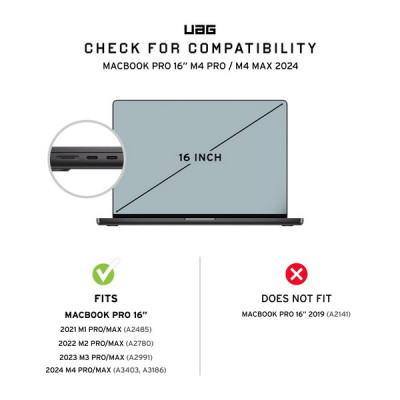 Чехол UAG Essential Armor для MacBook Pro 16" M4/M3/M2/M1 Max & Pro 2021-2024 (134012114343) Ice