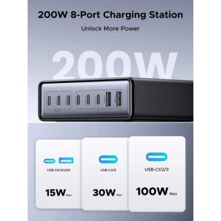Сетевое зарядное устройство Ugreen Nexode X766 200W 8-port GaN Desktop Fast Charger (55325)