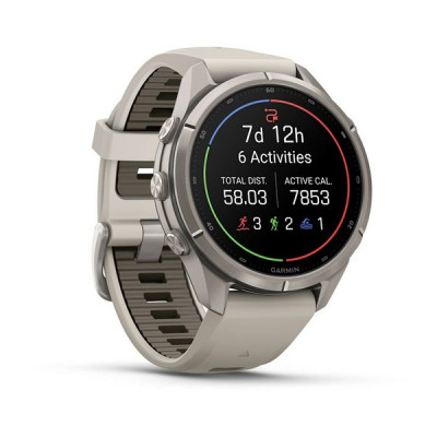 Garmin Fenix 9 Pro 43 мм inReach Titanium with Fog Gray/Dark Sandstone Silicone Band (010-04335-80)