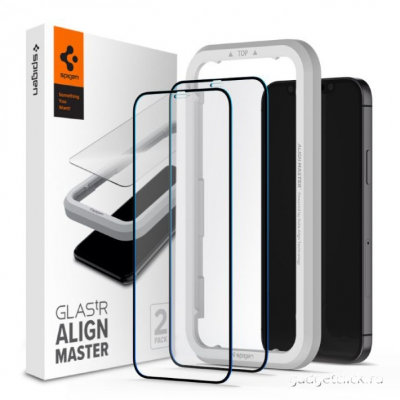 Защитное стекло Spigen Glas.tR AlignMaster 2 Pack Black (AGL01802) для iPhone 12/12 Pro