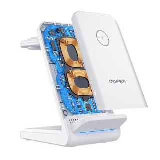 Беспроводное зарядное устройство Choetech 3 in 1 Wireless Charger (T608-F-CCWH) White