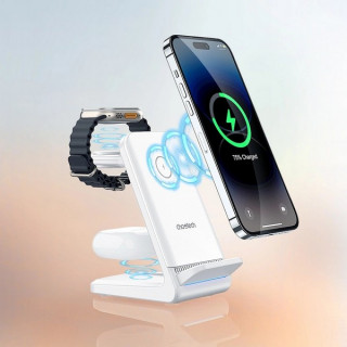 Беспроводное зарядное устройство Choetech 3 in 1 Wireless Charger (T608-F-CCWH) White