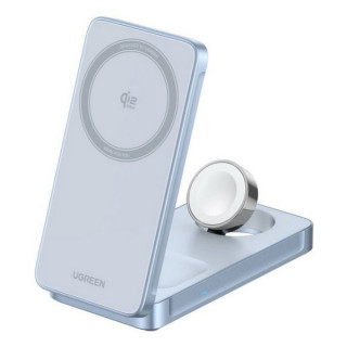 Беспроводное зарядное устройство Ugreen W757 3-in-1 MagFlow Wireless Charger 25W (65901) серебристо-голубой