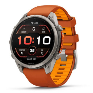 Garmin Fenix 9 Pro 47 мм Titanium with Autumn Orange/Spark Orange Silicone Band (010-04336-05/010-04336-06)