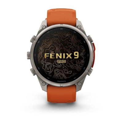 Garmin Fenix 9 Pro 47 мм Titanium with Autumn Orange/Spark Orange Silicone Band (010-04336-05)