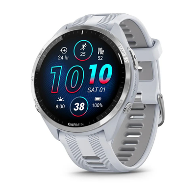 Умные часы Garmin Forerunner 965 – белые, титановый безель, с белым ремешком