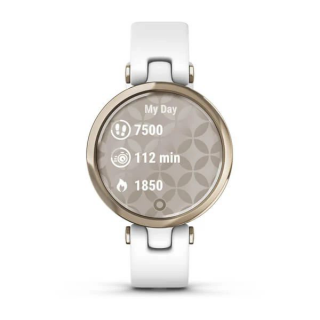Умные ч​асы Garmin Lily кремово-золотистый безель, белый корпус и силиконовый ремешок 010-02384-10