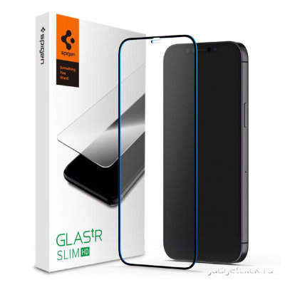 Защитное стекло Spigen Glas.tR Slim Full Cover для iPhone 12/12 Pro Black (AGL01512)