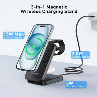 Беспроводное зарядное устройство Choetech 3 in 1 Magnetic Charging Stand (T611-F) Black