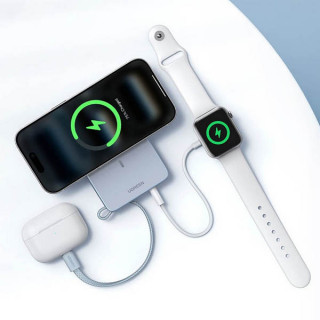 Внешний аккумулятор Ugreen PB773 MagFlow 10000 mAh 25W со встроенным кабелем USB-C (65958B) Silver/Blue
