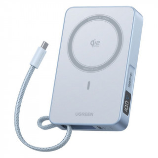 Внешний аккумулятор Ugreen PB773 MagFlow 10000 mAh 25W со встроенным кабелем USB-C (65958B) Silver/Blue