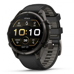 Garmin Fenix 9 Pro 47 мм Carbon Gray DLC Titanium with Black/Pebble Gray Silicone Band (010-04336-15)