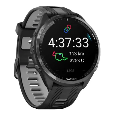 Умные часы Garmin Forerunner 965 – черные, темно-серый DLC титановый безель, с черным ремешком
