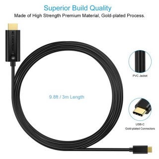 Кабель Choetech USB Type-C to HDMI Cable 3 м (XCH-0030) Black / Черный