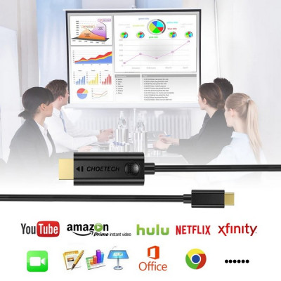 Кабель Choetech USB Type-C to HDMI Cable 3 м (XCH-0030) Black / Черный