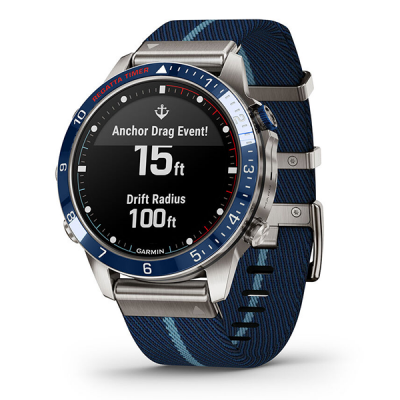 Умные часы Garmin MARQ Captain (Gen 2) 46 мм в титановом корпусе с синим керамическим безелем и ремешком 010-02648-11