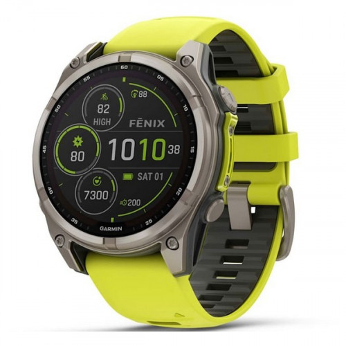 Garmin Fenix 8 Solar Sapphire 47 мм – Титановый, желтый ремешок