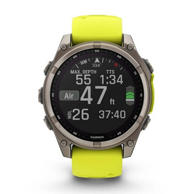 Garmin Fenix 8 Solar Sapphire 47 мм – Титановый, желтый ремешок