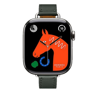 Apple Watch Series 11 Hermes 42 mm Attelage Single Tour Vert Mangrove