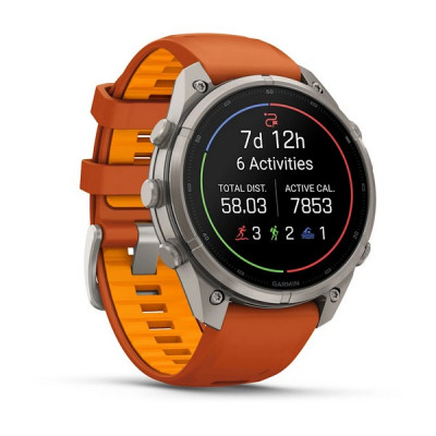 Garmin Fenix 9 Pro 47 мм inReach Titanium with Autumn Orange/Spark Orange Silicone Band (010-04336-00)