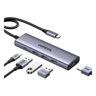 USB-хаб Ugreen CM511 USB Type-C to HDMI / 3 x USB 3.0 / USB-Type-C (15596) серый