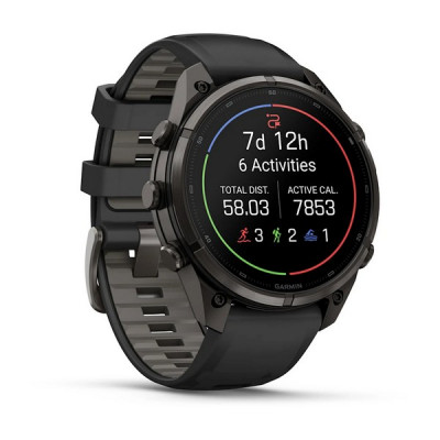 Garmin Fenix 9 Pro 47 мм inReach Carbon Gray DLC Titanium with Black/Pebble Gray Silicone Band (010-04336-10)